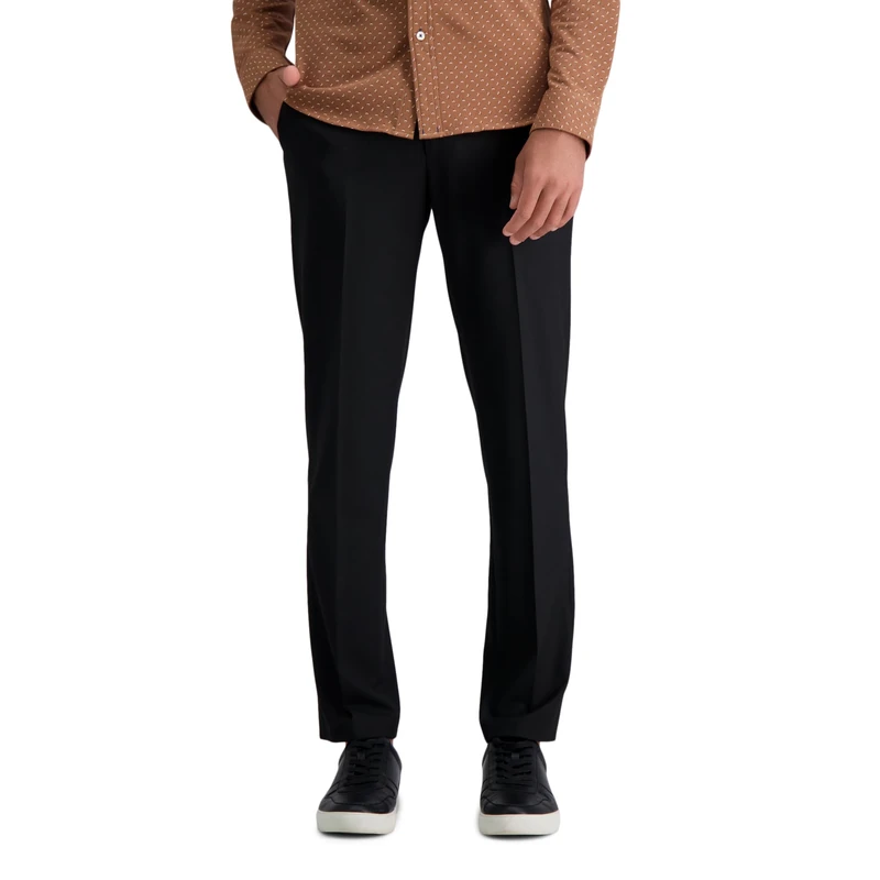 Haggar Men's 4 Way Stretch Slim Fit Flat Front Dress Pant Casual, Rich Black, 32W x 29L