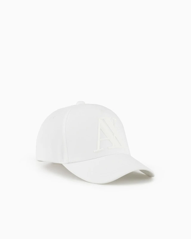 Armani Exchange A|X Men's Rubber Logo Hat Baseball Cap, White, One Size