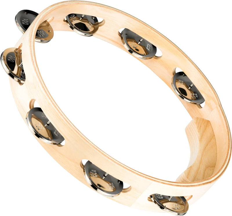 Meinl Percussion Artisan Wood Tambourine - 1-Row Tambourine - 10-inch Diameter - Ash / Steel, Natural (AE-ATA1S)