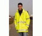 Juba Basic Quilted Parka in 100% Polyester Oxford/PU with 3M Reflective Stripes, Fluorescent Yellow, Size 3XL