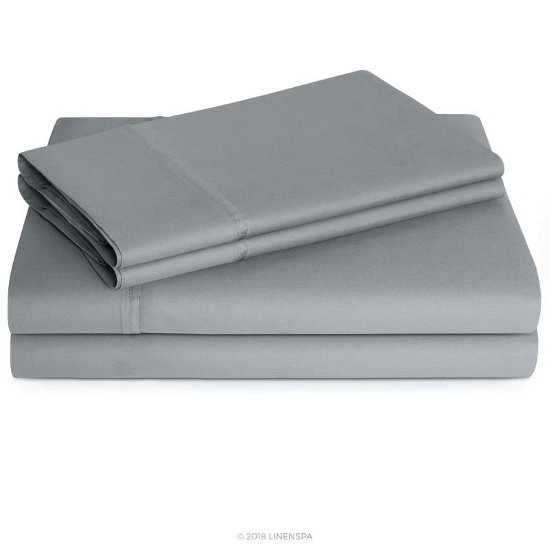 Linenspa 600 Thread Count Ultra Soft, Deep Pocket Cotton Blend Sheet Set, Dorm Room Essentials - Twin XL - Stone