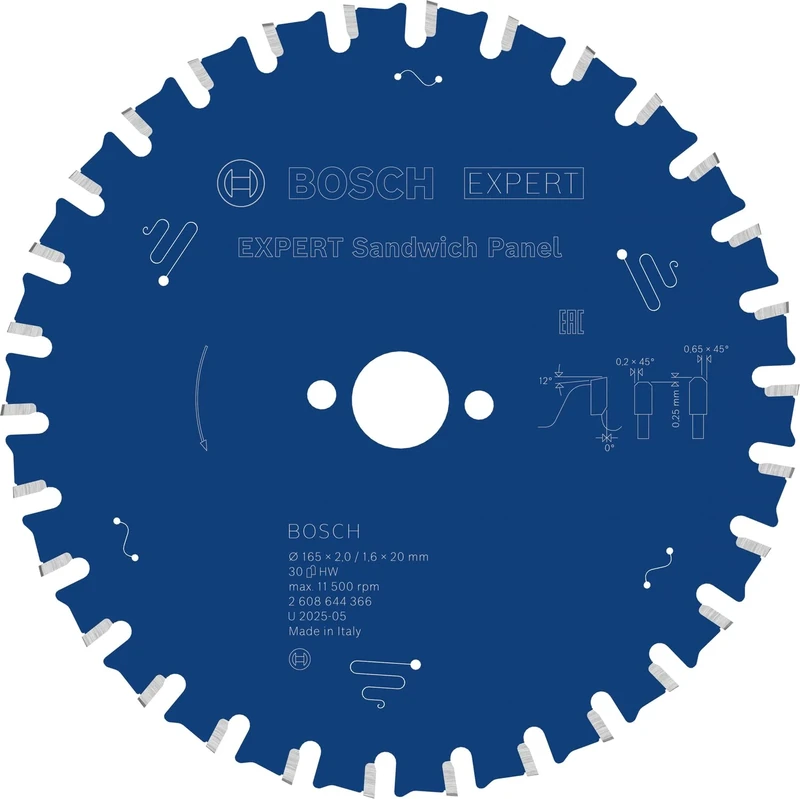 Bosch Accessories Expert for Sandwich Panel 2608644366 Circular Saw Blade (165 x 20 x 2 mm, Teeth 30, Accessories Circular Saw), Diameter 165 mm