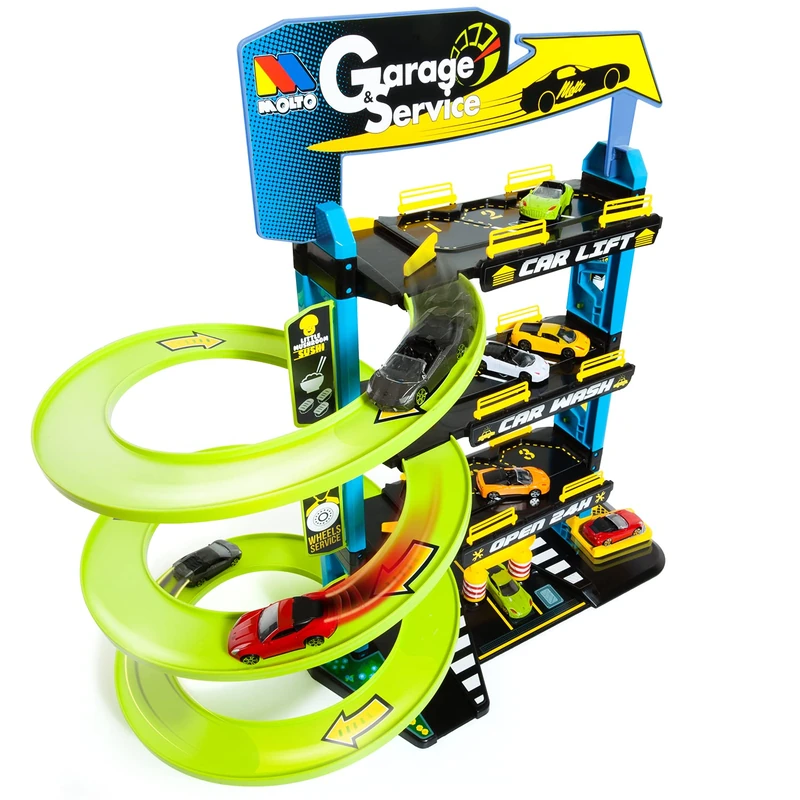 MOLTO | 4-storey Children's Parking with Garage, Ramps, Utility Room, Lift, Gas Station and Grease Area | Educational Toys for the Development of Boys and Girls | + 3 Years