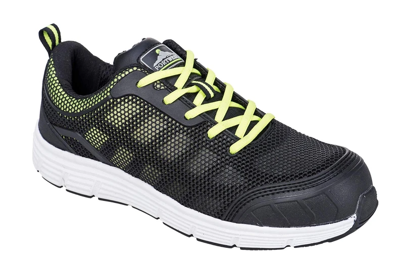 Portwest FT15 Slip Resistant Steelite Tove Trainer S1P Black/Green, 47