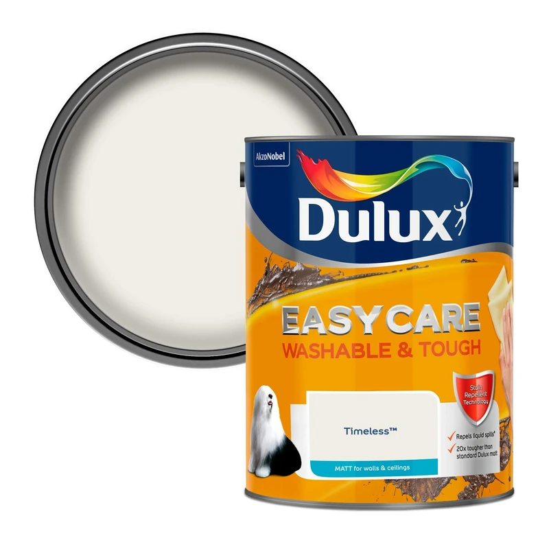 Dulux Easycare Washable & Tough Matt Emulsion Paint For Walls And Ceilings - Timeless 5 Litres