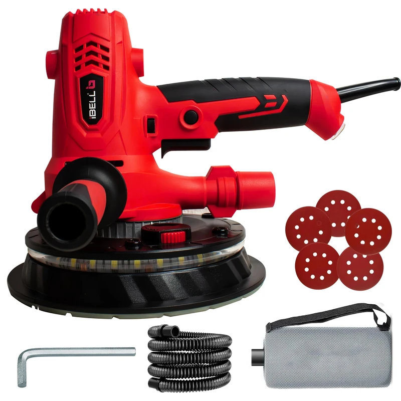 IBELL Dry Wall Sander DS80-70, 800W, Copper Armature, 1200-2300RPM, Variable Speed Control, Switch Lock Feature, 8 Hole Vacuum and LED Light - Image 1