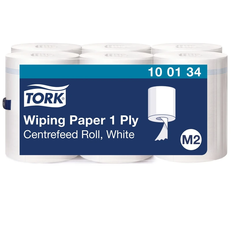 Tork Centrefeed Wiping Paper White M2, Absorbent, 6 Rolls, 100134