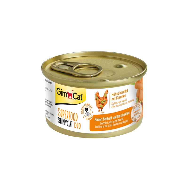 GimCat Superfood ShinyCat Duo Chicken with Carrots - Cat food with juicy fillet meat and no added sugar for adult cats - 24 tins (24 x 70 g)