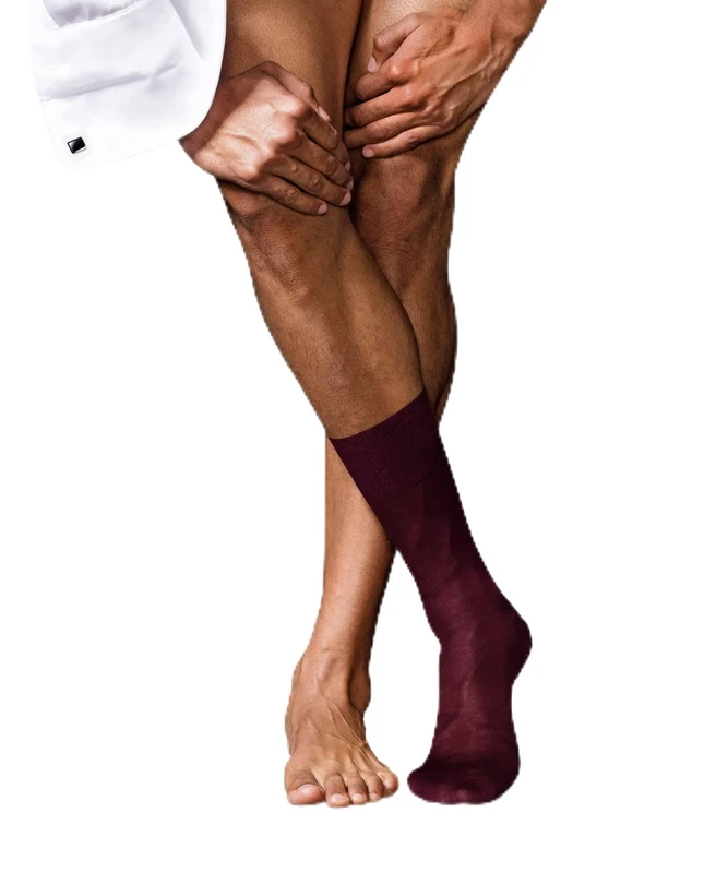 FALKE Men's No. 9 M Kh Cotton Long Plain 1 Pair Knee-High Socks, Red Barolo 8596, 5.5-6.5