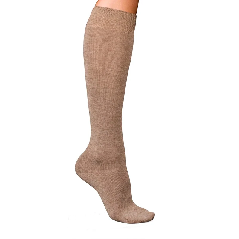 FALKE Women's No. 1 Finest W Kh Cashmere Long Plain 1 Pair Knee-High Socks, Brown Nutmeg Melange 5410, 4-5