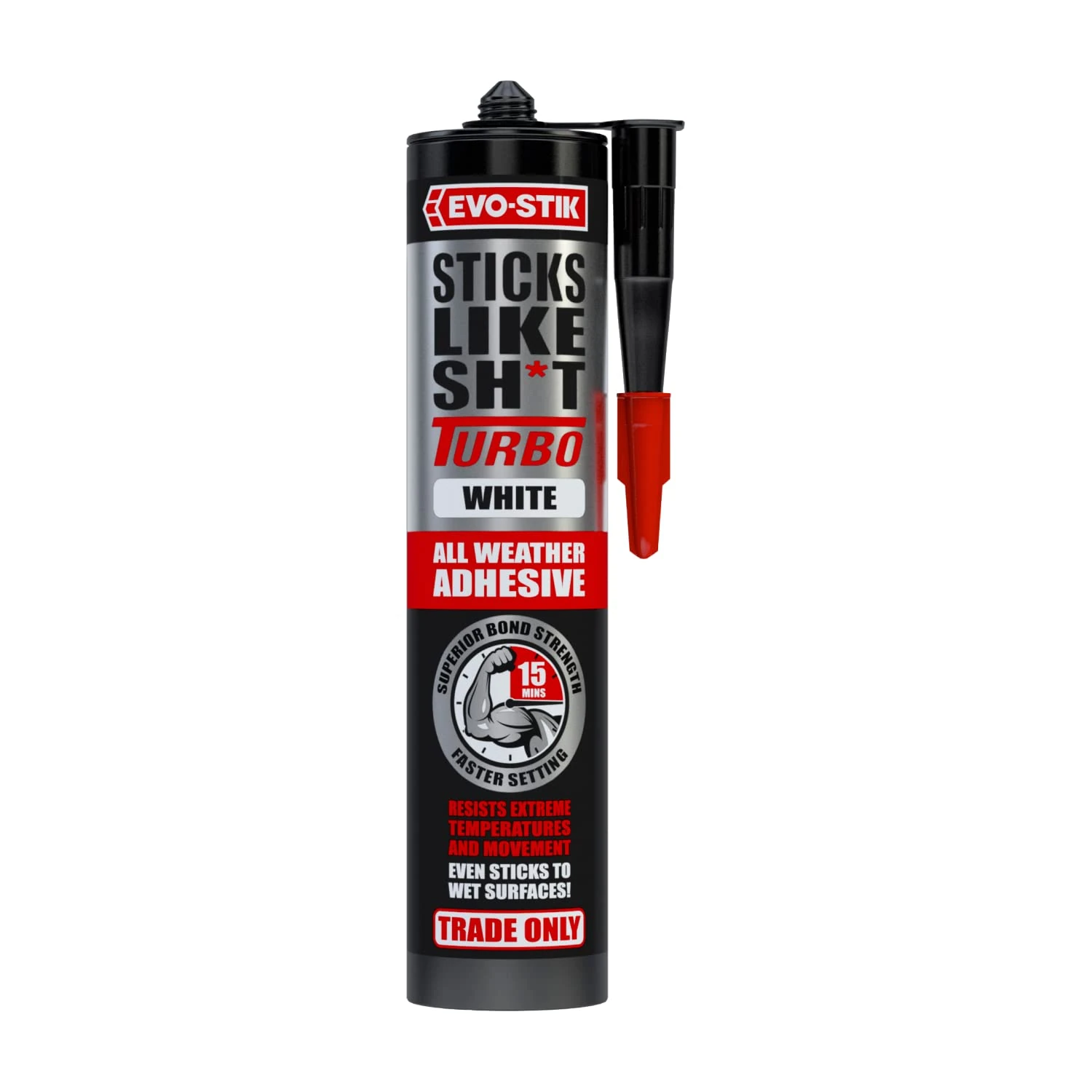 EVO-STIK Sticks Like Sh*t Turbo Adhesive White - 290ml - All Weather - Fast Setting - Extreme Temperature & Movement Resistant
