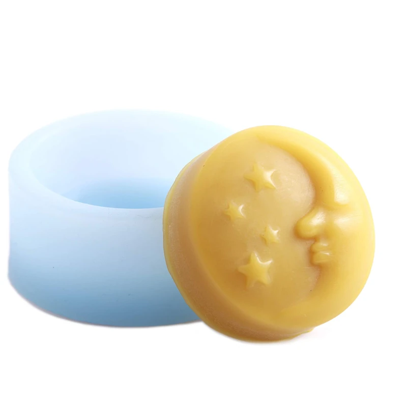 World Of Moulds | Moon & Stars Round Silicone Mould x 5