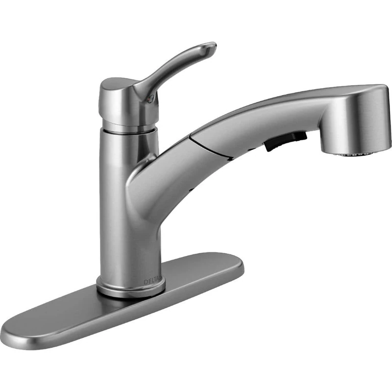 DELTA Faucet 4140-AR-DST Collins Single Handle Pull-Out Kitchen, Arctic Stainless