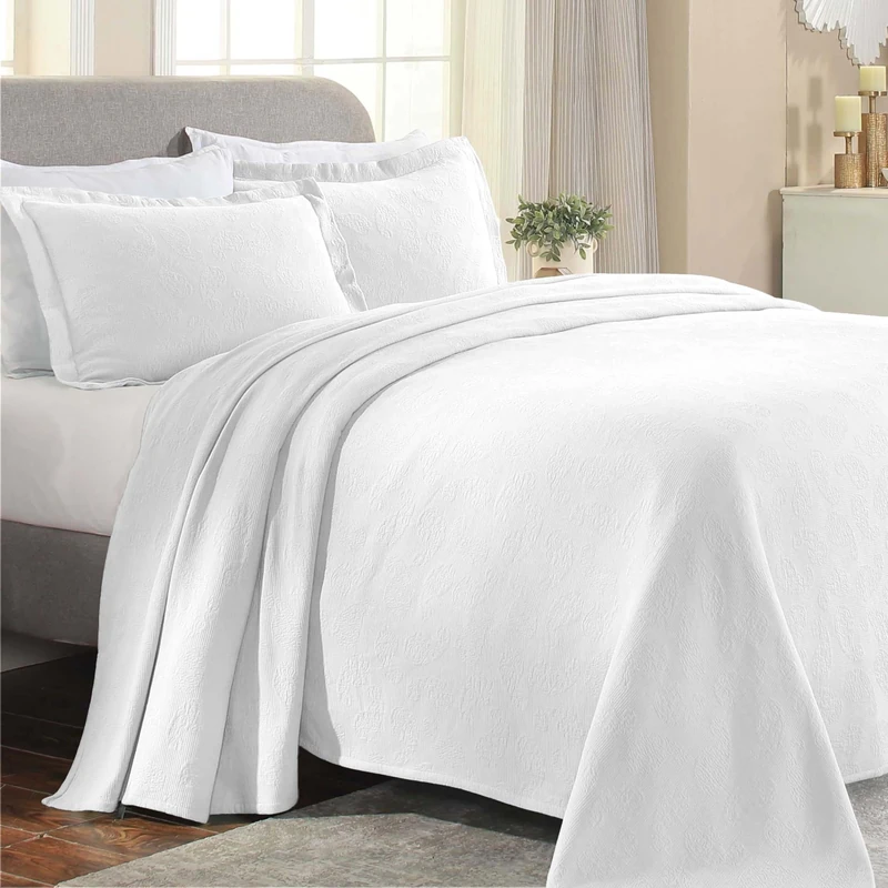 Superior Bedspread, Cotton, White, King