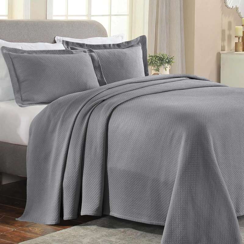 Superior Cotton Bedspread, Grey, Queen
