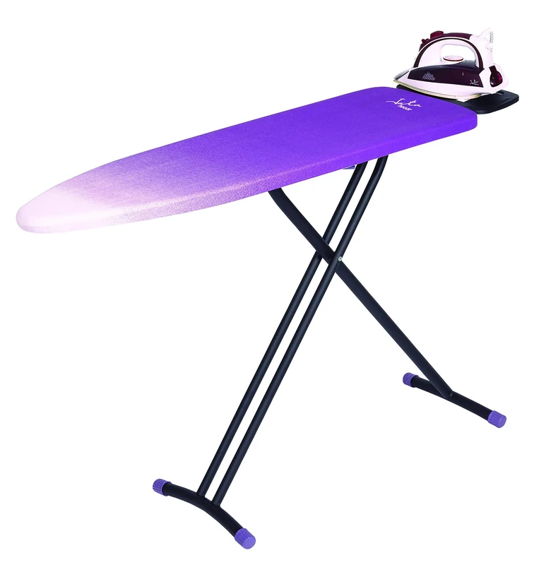 Jata Hogar TP500 Height Adjustable Folding Ironing Board, Metal, Black/Purple, 139 x 37 x 14 cm