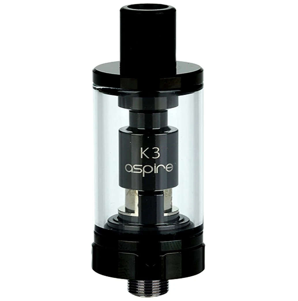 Aspire K3 BVC Atomizer Tank, Smooth Flavour and Vapour, Perfect for MTL Vaping, Run Nic Salts, 2mL Capacity, Works With Nautilus BVC Coils, E Cigarettes Tanks, E Cig Tops, No Nicotine (Black)