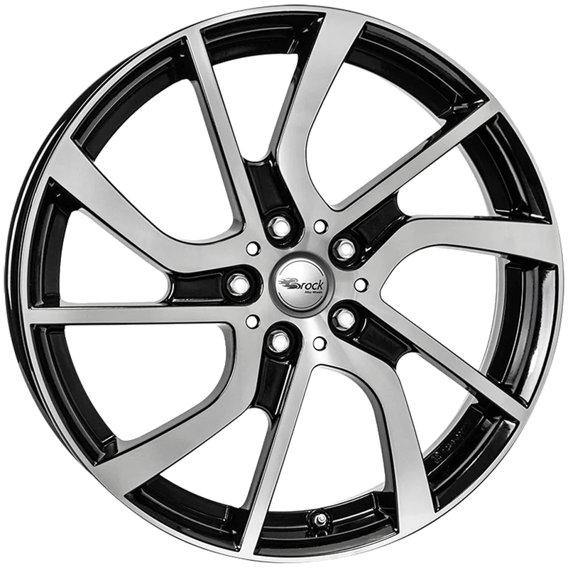 Brock eb1 5 x 19 ET 43 Bolt Circle 5 x 112 Hub Centering 66.7 580071369, Black Front-Polished