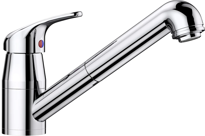 BLANCO DARAS-S-F | Kitchen Mixer tap in Chrome | High-Pressure | with Pull-Out Hose | Front-of-Window tap for Installation in Front of a Window | Ceramic Cartridge | Water-Saving | [5.8x25.8x16.7 cm]