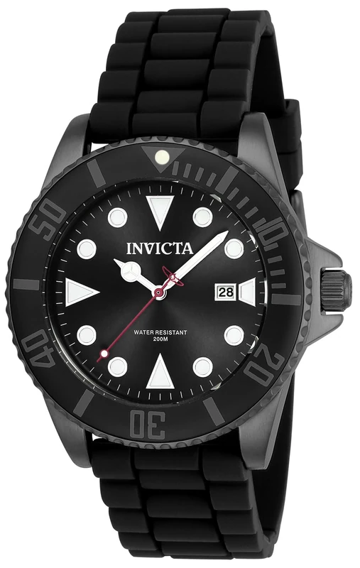 Invicta Pro Diver 90305 Men's Watch - Waterproof - Analogue - Quartz Movement - stainless steel with Black dial - 44mm