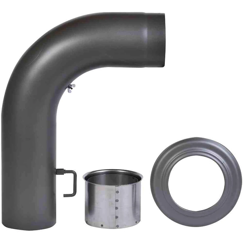 FIREFIX RD150/SBR Oven Pipe Set 2 mm Thick Steel (Angle Pipe Set) 150 mm Diameter for Stoves and Fis 3 Pieces Dark Grey Black