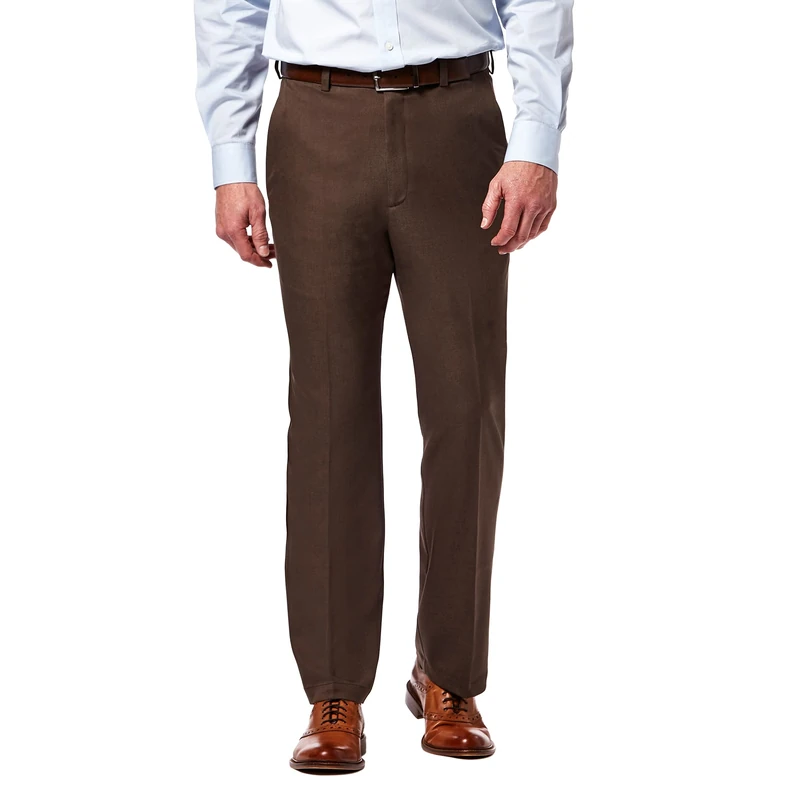 Haggar Men's HC00236 Casual Pants, Brown Heather, 40W x 31L