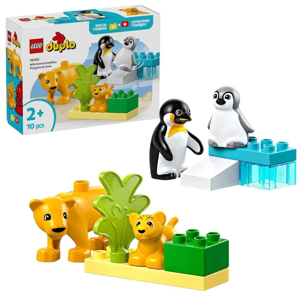 LEGO DUPLO Ma ville 10442 Familles d'animaux sauvages : pingouins et lions - Jeux d'éveil