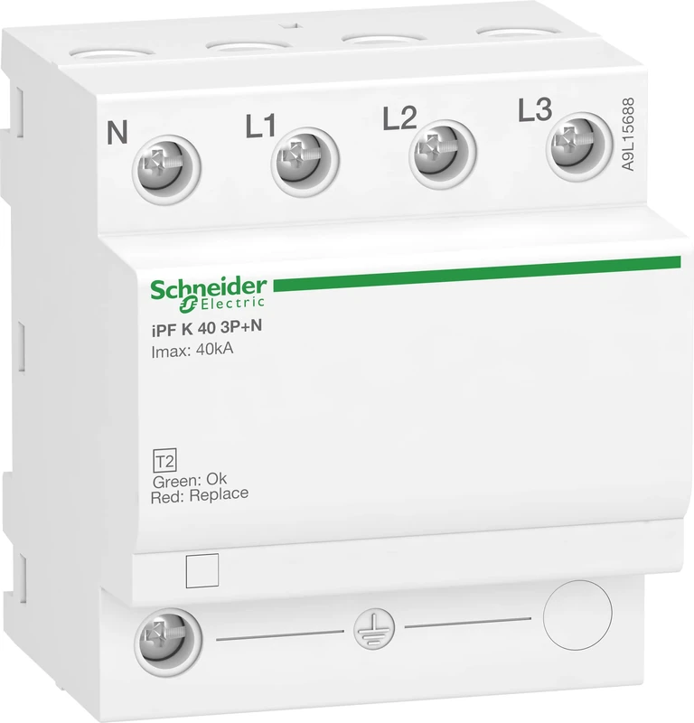 Schneider A9L15688 SPDs IPF 40 40 KA 3P N Surge Arrester, 340 V, White
