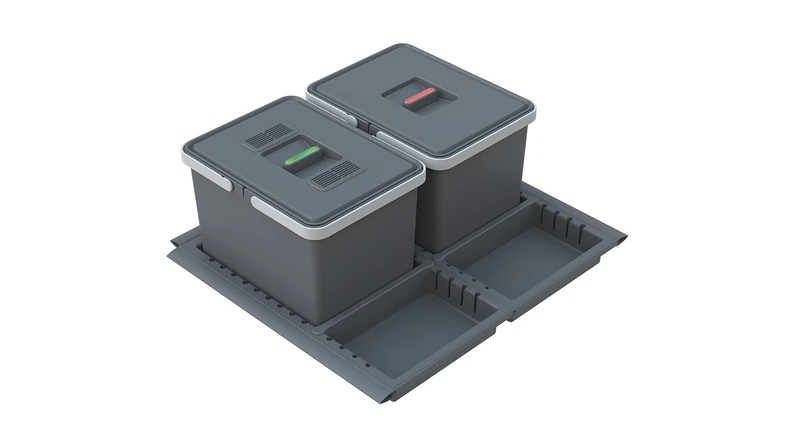 ELLETIPI Metropolis ptc22 06050 1 F C10 PPV Differentiated Bin Drawer, Grey, 51 x 46 x 22 cm