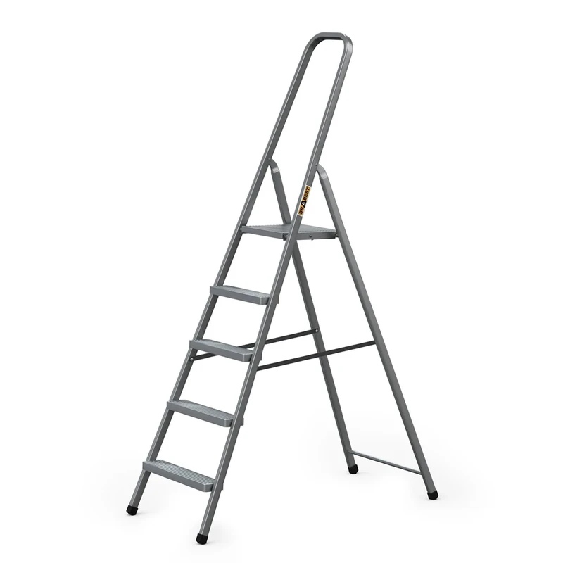 DRABEST Home Steel Ladder with Powder-Coated Finish & Platform – Step Ladder 5 Step with Platform – Foldable and Lightweight - for Home – 125 Kg – 46x173x8cm