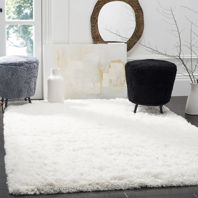Safavieh Shag Rug for Living Room, Dining Room, Bedroom - Polar Shag Collection, Short Pile, in White, 91 X 152 cm