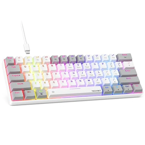 TECKNET Wireless Keyboard, Rechargeable 2.4GHz USB Bluetooth Keyboard for 4 Multi Devices, Ultra Slim Full Size UK Layout Keyboards for Computer, Laptop, Tablet, Smart TV, Phone, Blue