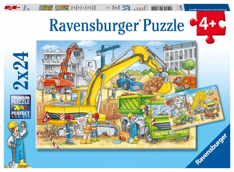 Ravensburger Children's Puzzle - 07800 Happy to Do on the Construction Site - Puzzle for Children from 4 Years with 2 x 24 Pieces