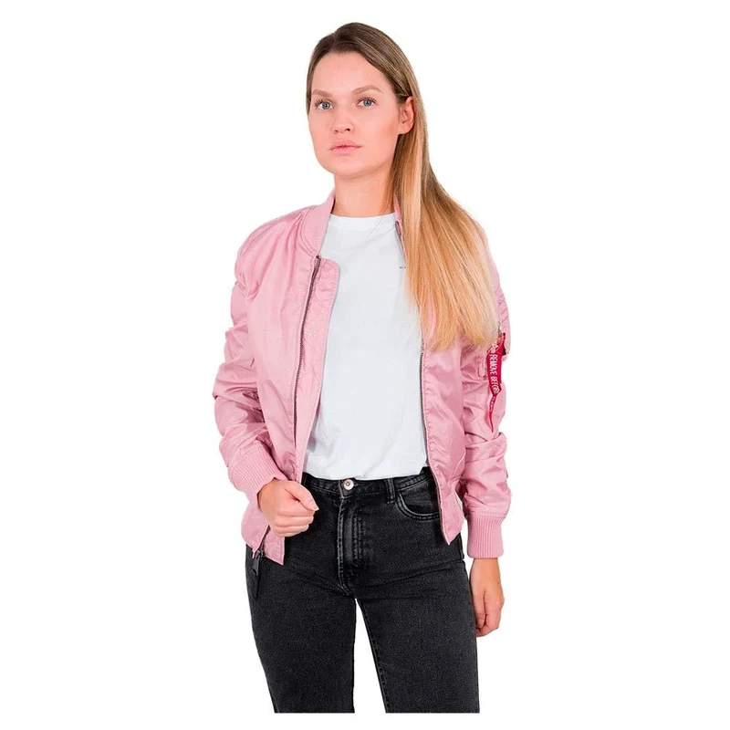 Alpha Industries MA-1 TT Bomber Jacket for Ladies Silver Pink