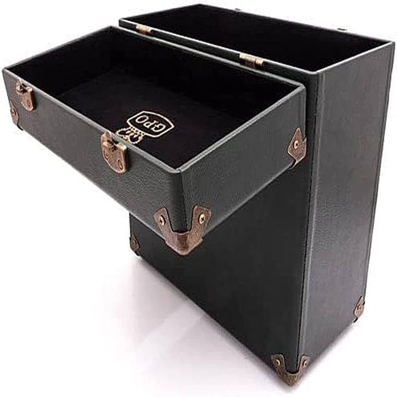 GPO Portable Retro-Style Carry Case for LPs, Albums and 12-Inch Vinyl Records (Holds 30 Albums) - Green/Black