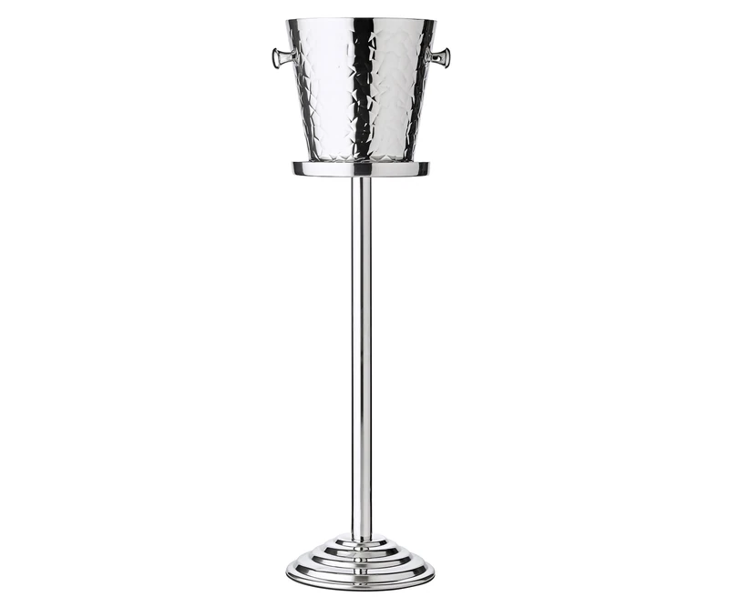EDZARD Sparkling Wine Cooler, Bottle Cooler, Wine Cooler Capri, incl. Stand, Stainless Steel, Hammer Finish, Total Height 85 cm, Height of Cooler 23 cm
