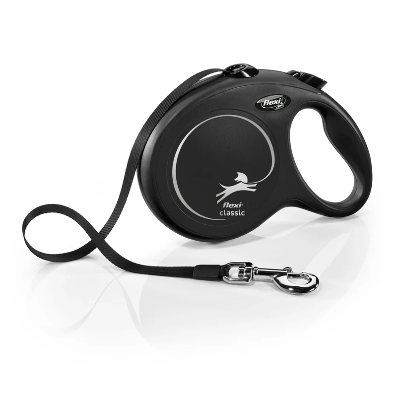 Flexi New Classic Retractable Dog Leash (Tape), 26 ft, Large, Black