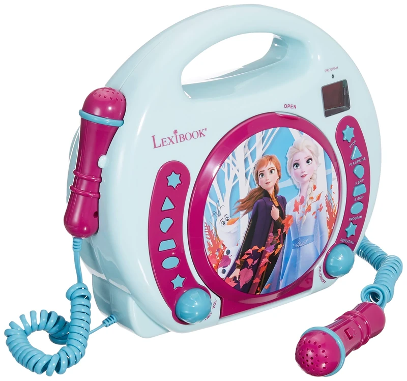 Lexibook, Frozen, Portable CD player with Microphones, Music Player, Repeat and Programming, Karaoke, Headphones jack, Blue/Purple, RCDK100FZ