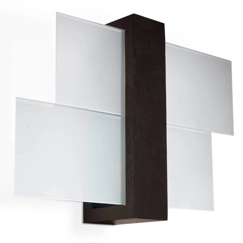 Wall lamp LED FENIKS SL.0075 SOLLUX Modern Lighting Sconce White Wenge E27 1-Light Glass Wood for The Kitchen and The Bedroom