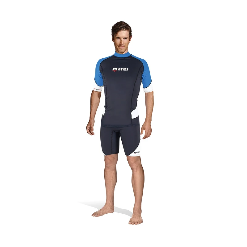 Mares Mens Rash Guard Trilastic 412552 Short Sleeve Wetsuit, Blue, X-Small
