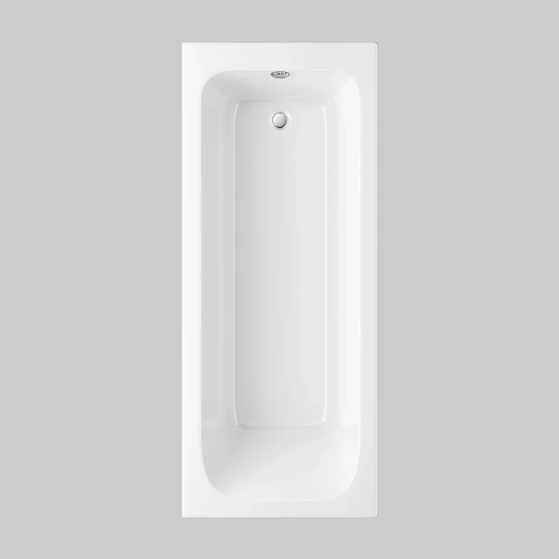 iBathUK Bathroom White Gloss Bath Single Ended Straight Square Acrylic Bathtub with Adjustable Feet - 1700 x 700mm