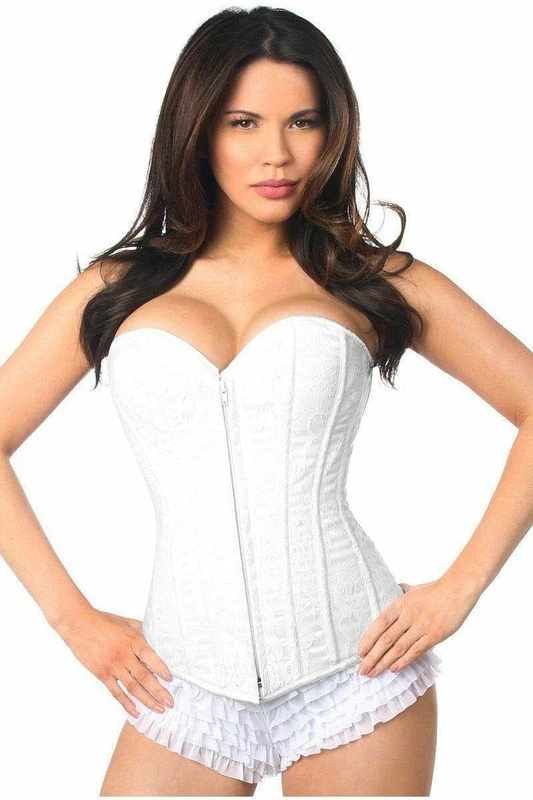 Daisy corsets Women's Lavish Lace Overbust Corset W/Zipper, White, XL
