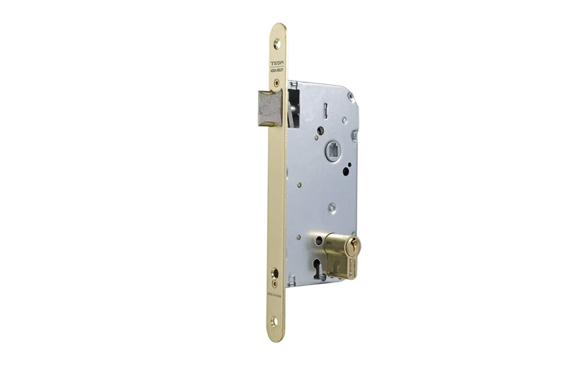 Tesa Assa Abloy 13758RHL Mortise Lock for Wooden Doors with Brass Cylinder Entry 50 mm/Round Front 137
