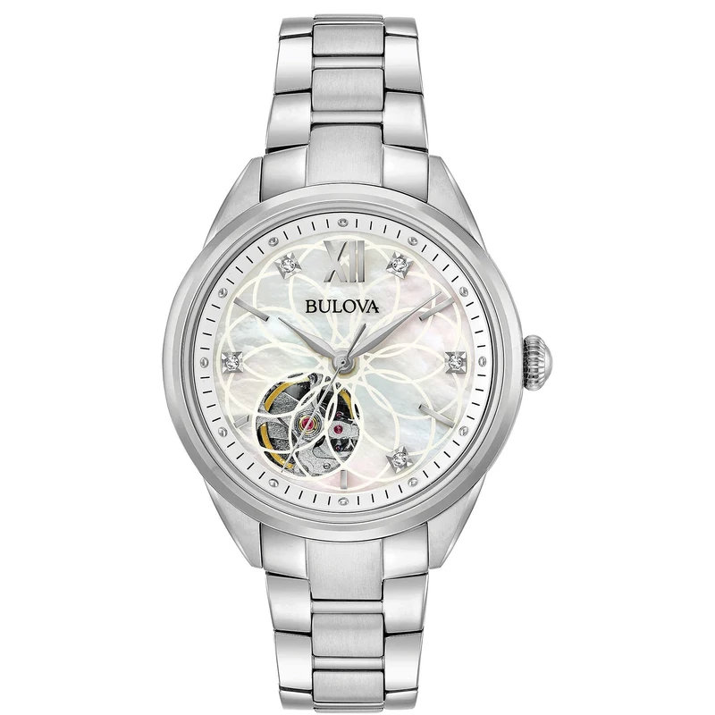 Bulova Women's Analogue Mechanical Watch with Stainless Steel Strap 96P181