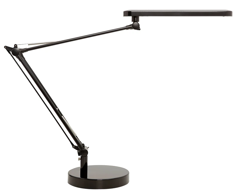 Unilux MamboLED Desk Lamp, 5.6W, 460 Lumens, Adjustable Double Articulated Arm, Base & Clamp, ABS, Black, Lightweight – Home, Office & Study Lighting