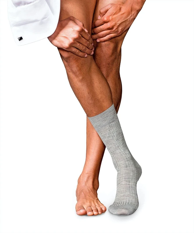 FALKE Men's No. 7 M So Wool Plain 1 Pair Socks, Grey Light Melange 3388, 5.5-6.5