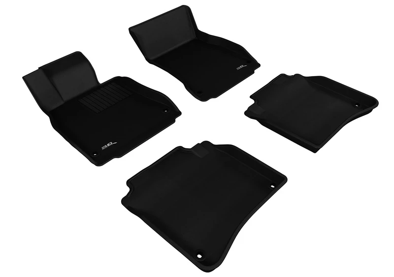 3D MAXpider Complete Set Custom Fit All-Weather Floor Mat for Select Mercedes-Benz S-Class (W221L) Models - Kagu Rubber (Black)