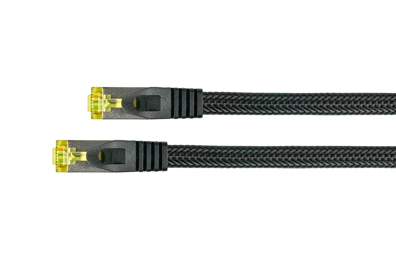 Python Series Ethernet LAN Patch Cable with RNS latch protection and Nylon Mesh black black 25 m