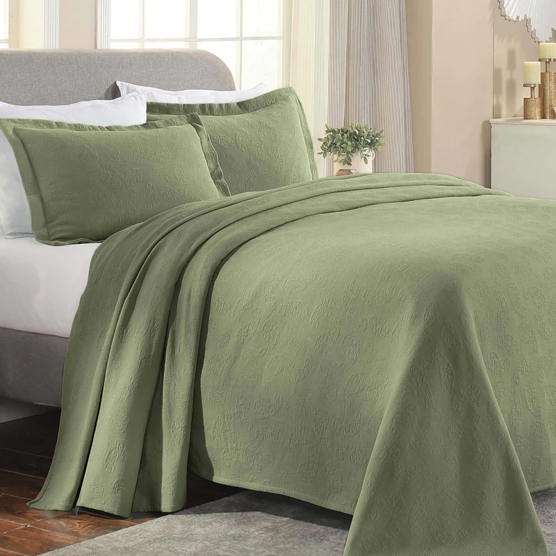 Superior Bedspread, Cotton, Sage, King