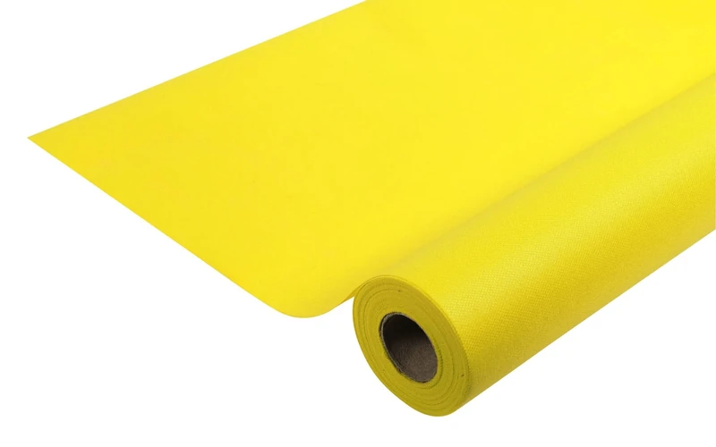 Disposable spun bound non-woven tablecloth - Roll 50 M long X 1.20 M wide - Ripstop, water-repellent and wipe able fabric - yellow